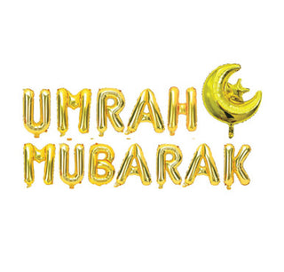 Umrah Mubarak Decorations Foil Balloons Gold